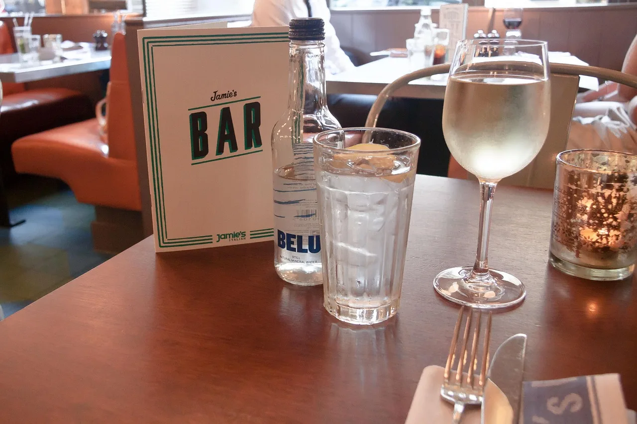 restaurant, drinks menu, water glass, bottle, wine glass, strong cook, jamie oliver's, italian, bristol, england, wine glass, wine glass, strong cook, bristol, bristol, bristol, bristol, bristol